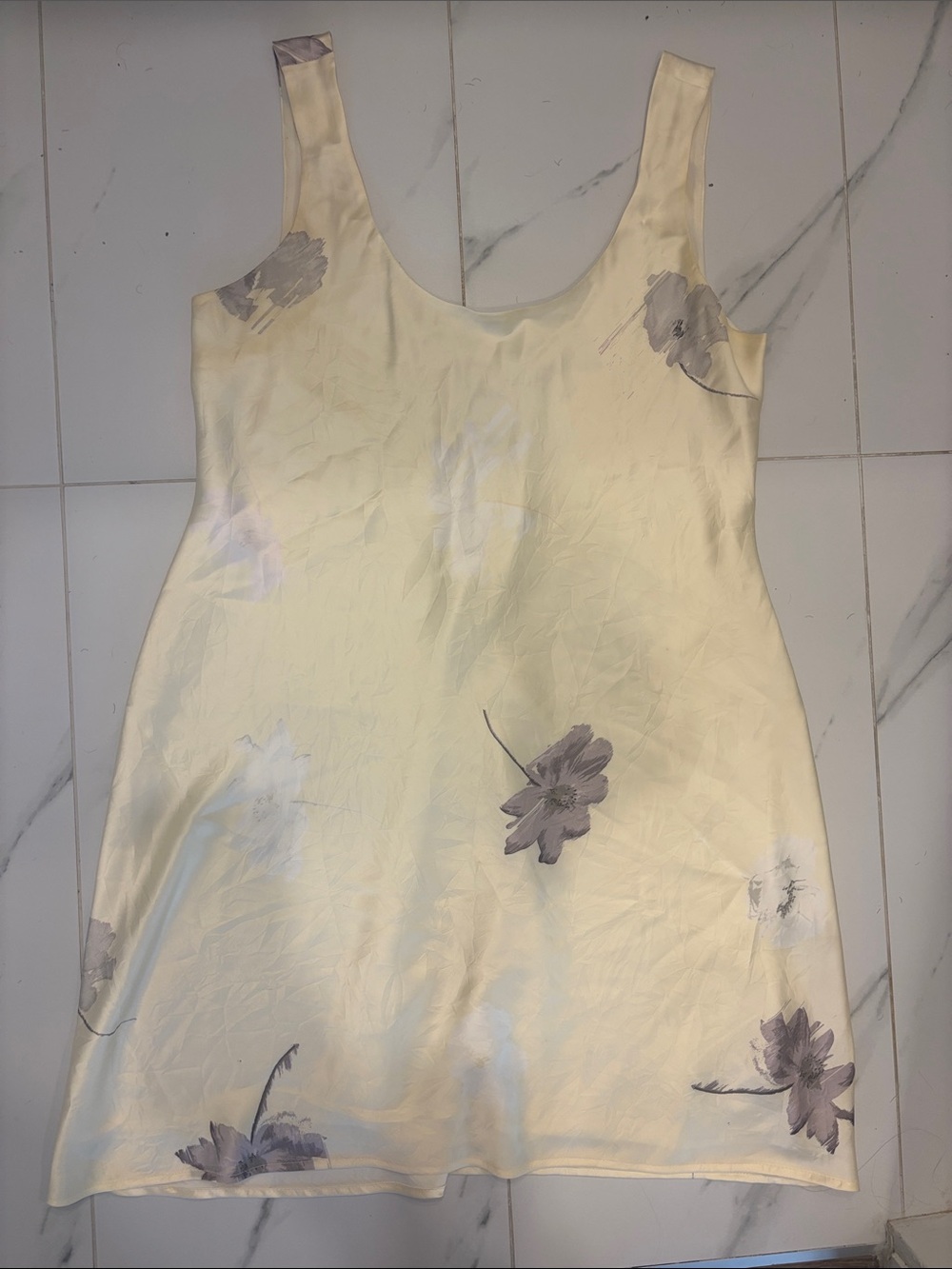 Calvin Klein Cream Floral Slip Dress - Brand Unspecified